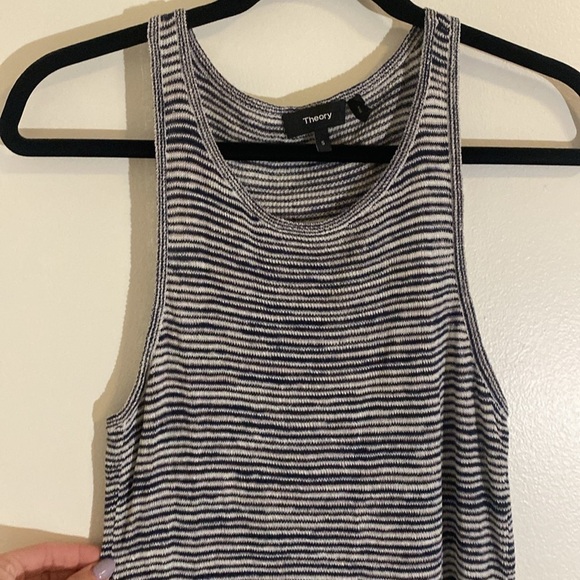 Theory Space-Dye Tank Racerback Midi Dress Blue and White Sz Small - Picture 6 of 13